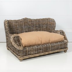 THE LICKER STORE Classic Mediterranean Handwoven Rattan Elevated Sofa Dog & Cat Daybed, Kubu Gray, 27.5 x 18-in slide 2 of 9