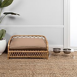 THE LICKER STORE Bohemian Handwoven Rattan Elevated Dog & Cat Sofa Daybed, Natural, 27.5 x 17-in slide 2 of 9