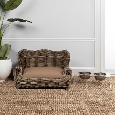 Show full view: THE LICKER STORE Classic Mediterranean Handwoven Rattan Elevated Sofa Dog & Cat Daybed, Kubu Gray, 27.5 x 18-in slide 6 of 10