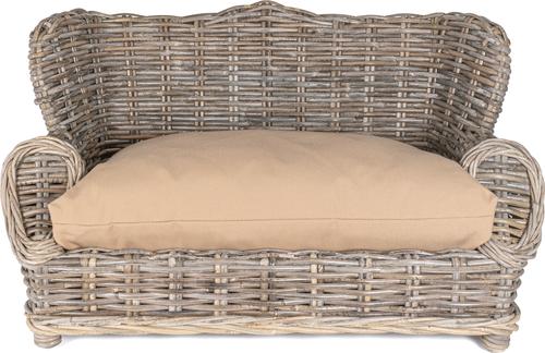 Show full view: THE LICKER STORE Classic Mediterranean Handwoven Rattan Elevated Sofa Dog & Cat Daybed, Kubu Gray, 27.5 x 18-in slide 7 of 10