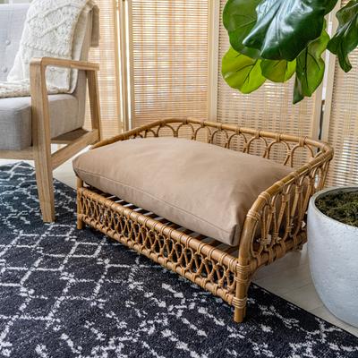 Show full view: THE LICKER STORE Bohemian Handwoven Rattan Elevated Dog & Cat Sofa Daybed, Natural, 27.5 x 17-in slide 7 of 10