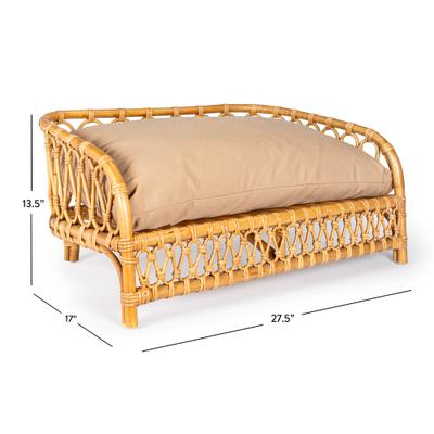 Show full view: THE LICKER STORE Bohemian Handwoven Rattan Elevated Dog & Cat Sofa Daybed, Natural, 27.5 x 17-in slide 5 of 10