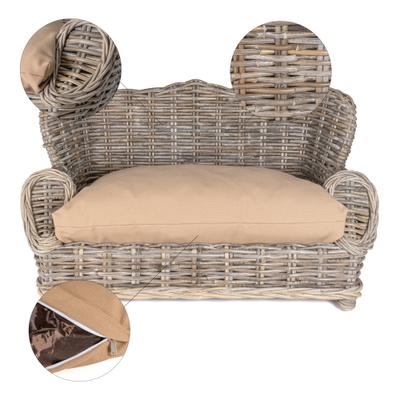 Show full view: THE LICKER STORE Classic Mediterranean Handwoven Rattan Elevated Sofa Dog & Cat Daybed, Kubu Gray, 27.5 x 18-in slide 5 of 10