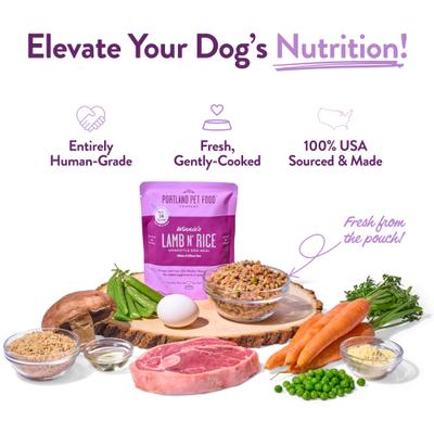Show full view: Portland Pet Food Company Winnie's Lamb N' Rice Homestyle Wet Dog Food Topper, 9-oz pouch, case of 4 slide 4 of 9