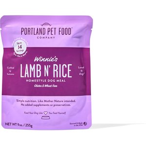 Portland Pet Food Company Winnie's Lamb N' Rice Homestyle Wet Dog Food Topper, 9-oz pouch, case of 4
