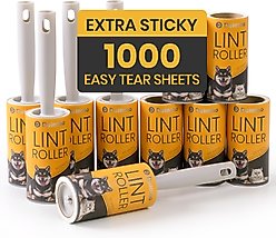 Delomo Pet Lint Roller for Clothes, Yellow, 1000 sheets (5 Rollers + 5 Refills)