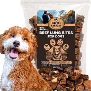 Brutus & Barnaby Single-Ingredient High Protein Beef Lung Bites Dehydrated Dog Treats, 28-oz bag