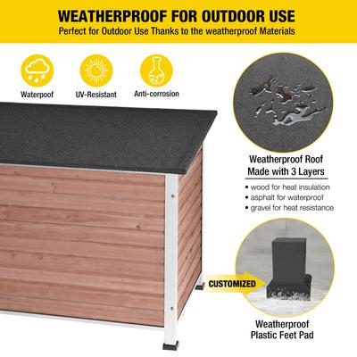 Show full view: Aivituvin Wooden Heavy Duty Iron Frame Dog House, Light Brown, Medium slide 3 of 5