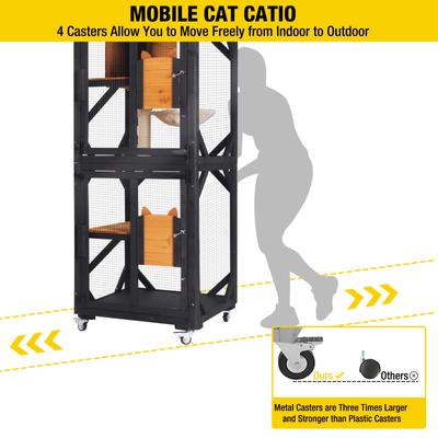 Show full view: Aivituvin AIR22-M Catio Wooden Outdoor Wheeled Cat House, Brown, Medium slide 6 of 8