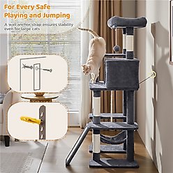 Yaheetech 54-in Multilevel Plush Cat Tree & Condo, Dark Gray slide 2 of 6