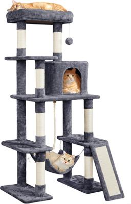 Show full view: Yaheetech 54-in Multilevel Plush Cat Tree & Condo, Dark Gray slide 2 of 7