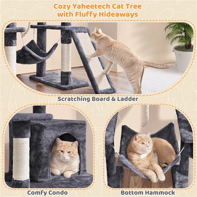 Show full view: Yaheetech 54-in Multilevel Plush Cat Tree & Condo, Dark Gray slide 4 of 7