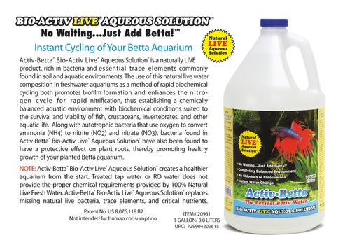 Show full view: Activ-Betta Bio-Activ Live Aqueous Solution Betta Water, 1-gallon jug slide 2 of 2