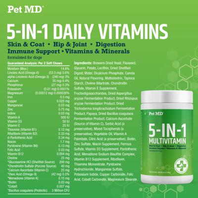 Show full view: Pet MD 5-in-1 Multivitamin Soft Chew for Dogs, 60 count slide 6 of 7