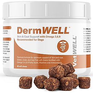 VetWELL DermWell Omega 3 6 9 Soft Chew Supplement for Dogs, 60 count