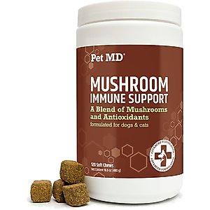 Pet MD Mushroom Immune Support Chews for Cats & Dogs, 120 count