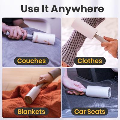 Show full view: Delomo Pet Lint Roller for Clothes, Yellow, 1000 sheets (5 Rollers + 5 Refills) slide 7 of 9