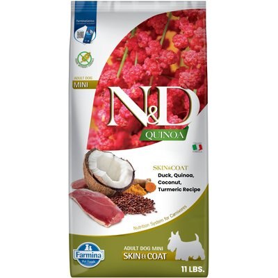 Farmina Farmina N&D Quinoa Canine Adult Skin & Coat Duck, Coconut & Turmeric Dry Dog Food, 11-lb bag