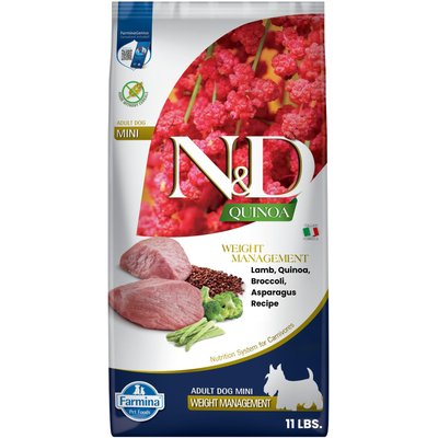 Farmina Farmina N&D Quinoa Canine Adult Weight Management Lamb, Broccoli & Asparagus Dry Dog Food, 11-lb bag