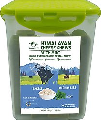 Pawfect Himalayan Cheese Bars Mint Dog Chews, Medium, 10 count