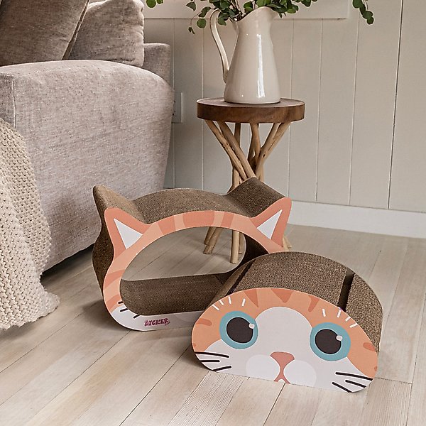 THE LICKER STORE Opal Modern Cat Head 19-in Cardboard 2-in-1 Cat Cave Scratcher with Bell Toys & Catnip