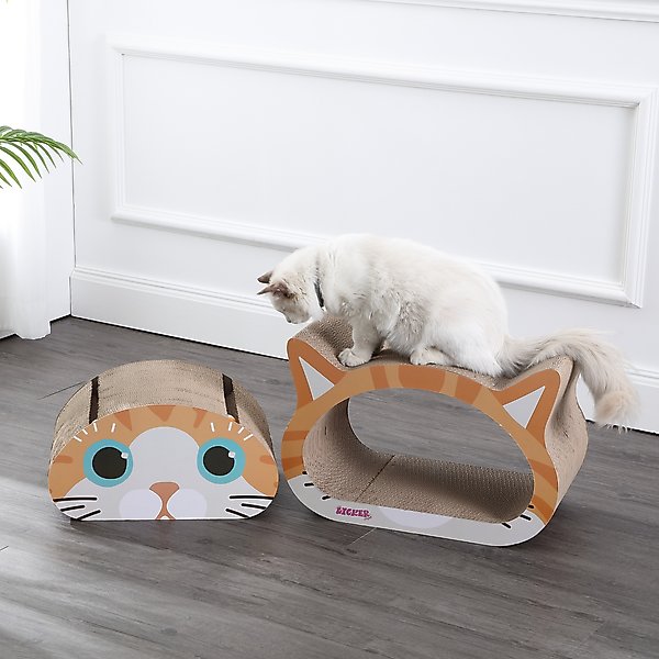 THE LICKER STORE Opal Modern Cat Head 19-in Cardboard 2-in-1 Cat Cave Scratcher with Bell Toys & Catnip