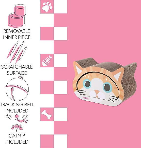 THE LICKER STORE Opal Modern Cat Head 19-in Cardboard 2-in-1 Cat Cave Scratcher with Bell Toys & Catnip