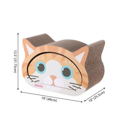 Show full view: THE LICKER STORE Opal Modern Cat Head 19-in Cardboard 2-in-1 Cat Cave Scratcher with Bell Toys & Catnip, Orange/Blue slide 5 of 10