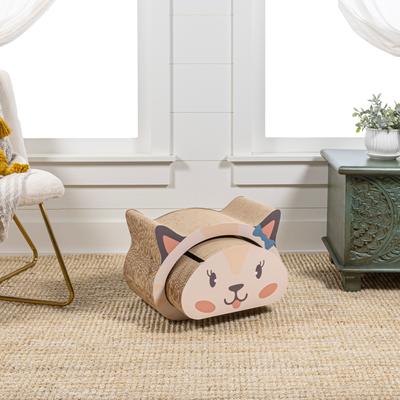 Show full view: THE LICKER STORE Opal Modern Cat Head 19-in Cardboard 2-in-1 Cat Cave Scratcher with Bell Toys & Catnip, Cream/Peach slide 7 of 9