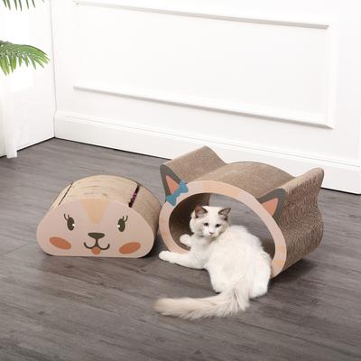 Show full view: THE LICKER STORE Opal Modern Cat Head 19-in Cardboard 2-in-1 Cat Cave Scratcher with Bell Toys & Catnip, Cream/Peach slide 6 of 9