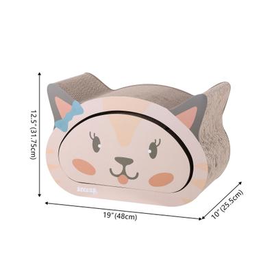 Show full view: THE LICKER STORE Opal Modern Cat Head 19-in Cardboard 2-in-1 Cat Cave Scratcher with Bell Toys & Catnip, Cream/Peach slide 4 of 9