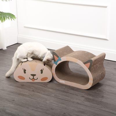 Show full view: THE LICKER STORE Opal Modern Cat Head 19-in Cardboard 2-in-1 Cat Cave Scratcher with Bell Toys & Catnip, Cream/Peach slide 2 of 9