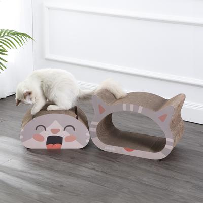Show full view: THE LICKER STORE Opal Modern Cat Head 19-in Cardboard 2-in-1 Cat Cave Scratcher with Bell Toys & Catnip, Muted Pink/Cream slide 7 of 9