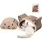 Show in main carousel: THE LICKER STORE Opal Modern Cat Head 19-in Cardboard 2-in-1 Cat Cave Scratcher with Bell Toys & Catnip, Cream/Peach slide 1 of 9
