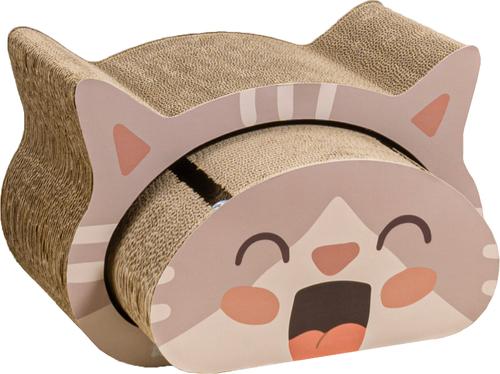 Show full view: THE LICKER STORE Opal Modern Cat Head 19-in Cardboard 2-in-1 Cat Cave Scratcher with Bell Toys & Catnip, Muted Pink/Cream slide 9 of 9