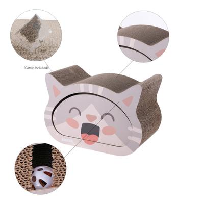 Show full view: THE LICKER STORE Opal Modern Cat Head 19-in Cardboard 2-in-1 Cat Cave Scratcher with Bell Toys & Catnip, Muted Pink/Cream slide 5 of 9