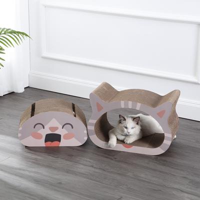 Show full view: THE LICKER STORE Opal Modern Cat Head 19-in Cardboard 2-in-1 Cat Cave Scratcher with Bell Toys & Catnip, Muted Pink/Cream slide 2 of 9