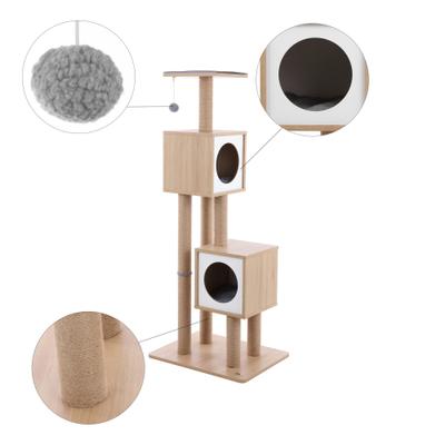 Show full view: THE LICKER STORE Sawyer Minimalist 56-in 3-Tier Jute Cat Tree & Condo, Brown/White slide 5 of 9
