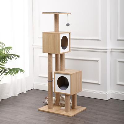 Show full view: THE LICKER STORE Sawyer Minimalist 56-in 3-Tier Jute Cat Tree & Condo, Brown/White slide 7 of 9