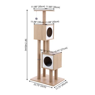 Show full view: THE LICKER STORE Sawyer Minimalist 56-in 3-Tier Jute Cat Tree & Condo, Brown/White slide 4 of 9