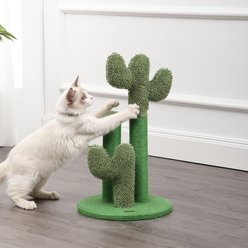 THE LICKER STORE Marfa Modern Jute Triple-Cactus with Fuzzy Toy Cat Scratching Post, Green, 21.5-in slide 2 of 8