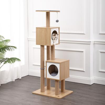 Show full view: THE LICKER STORE Sawyer Minimalist 56-in 3-Tier Jute Cat Tree & Condo, Brown/White slide 2 of 9