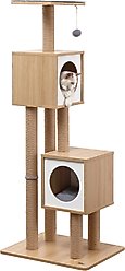 THE LICKER STORE Sawyer Minimalist 56-in 3-Tier Jute Cat Tree & Condo, Brown/White