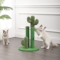 THE LICKER STORE Marfa Modern Jute Triple-Cactus with Fuzzy Toy Cat Scratching Post, Green, 25.25-in slide 2 of 8