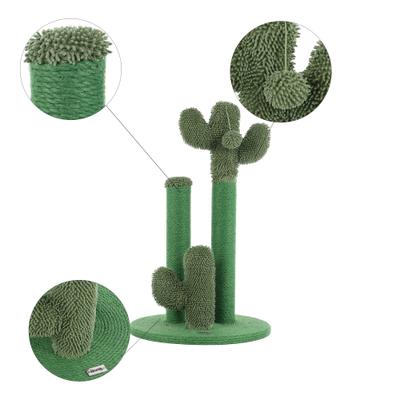 Show full view: THE LICKER STORE Marfa Modern Jute Triple-Cactus with Fuzzy Toy Cat Scratching Post, Green, 25.25-in slide 5 of 9