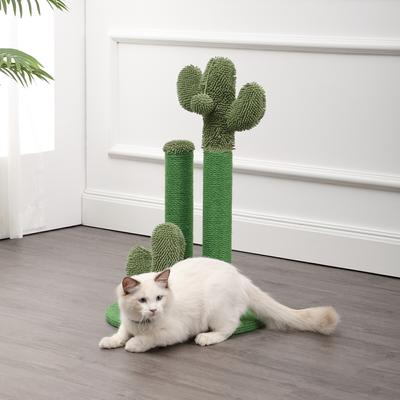 Show full view: THE LICKER STORE Marfa Modern Jute Triple-Cactus with Fuzzy Toy Cat Scratching Post, Green, 25.25-in slide 6 of 9