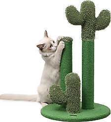 THE LICKER STORE Marfa Modern Jute Triple-Cactus with Fuzzy Toy Cat Scratching Post, Green, 25.25-in