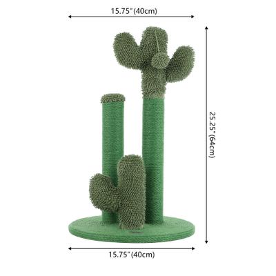 Show full view: THE LICKER STORE Marfa Modern Jute Triple-Cactus with Fuzzy Toy Cat Scratching Post, Green, 25.25-in slide 4 of 9