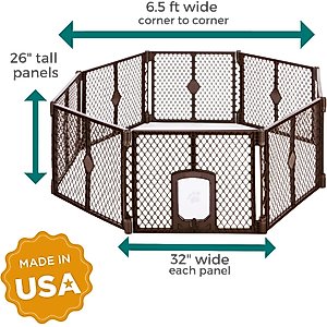 MyPet 8-Panel Petyard Passage Plastic Dog Pen, Brown