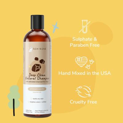 Show full view: kin+kind Deep Clean Natural Almond+Vanilla Dog Shampoo, 12-fl oz bottle slide 4 of 6
